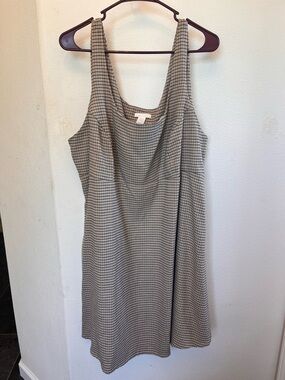 H&M Beige and Black Check Mini Dress